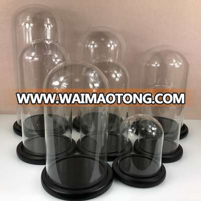 Wholesale Different Sizes Glass Bulb Display Flasks Wholesale Flasks with Wood Black Stand